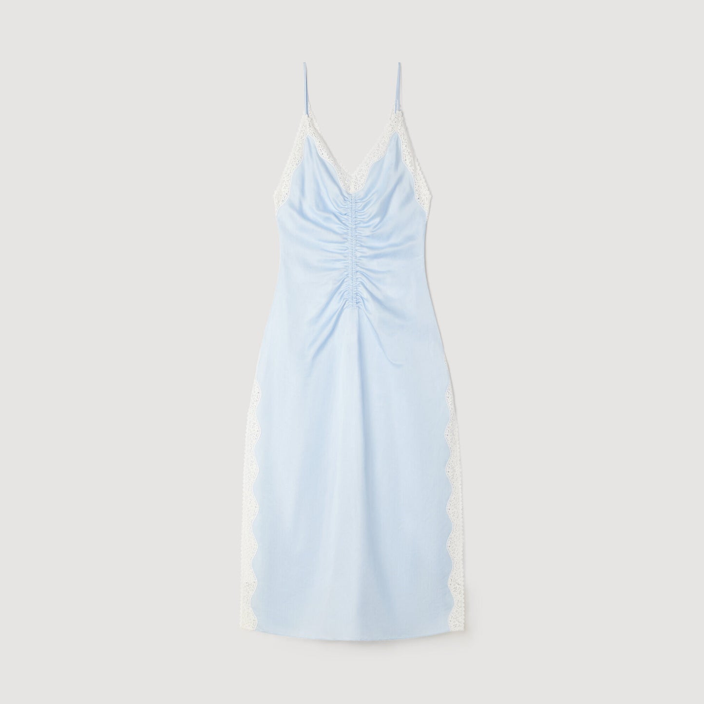 Vestido largo satinado de tirantes