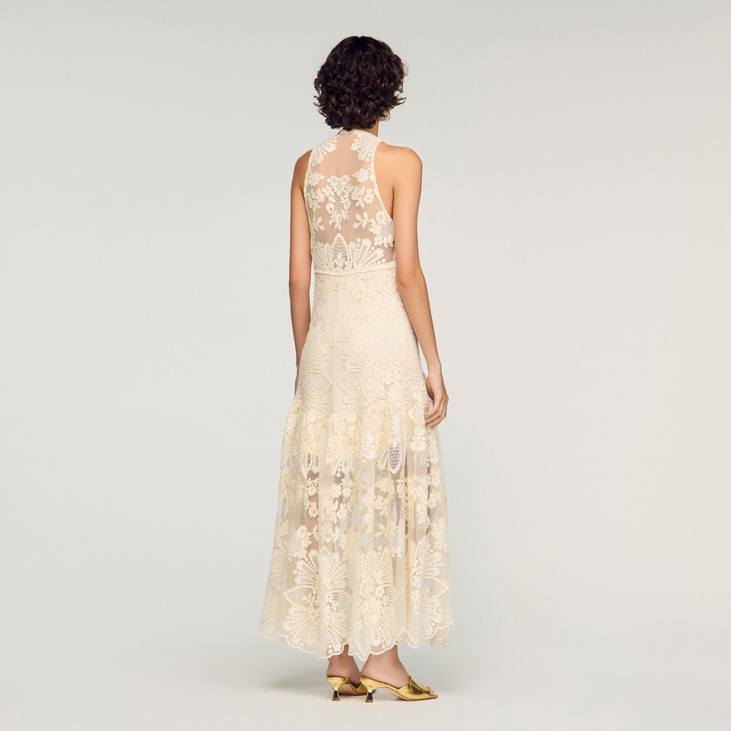 Vestido largo de guipur floral