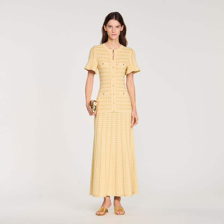 Vestido largo de punto con strass