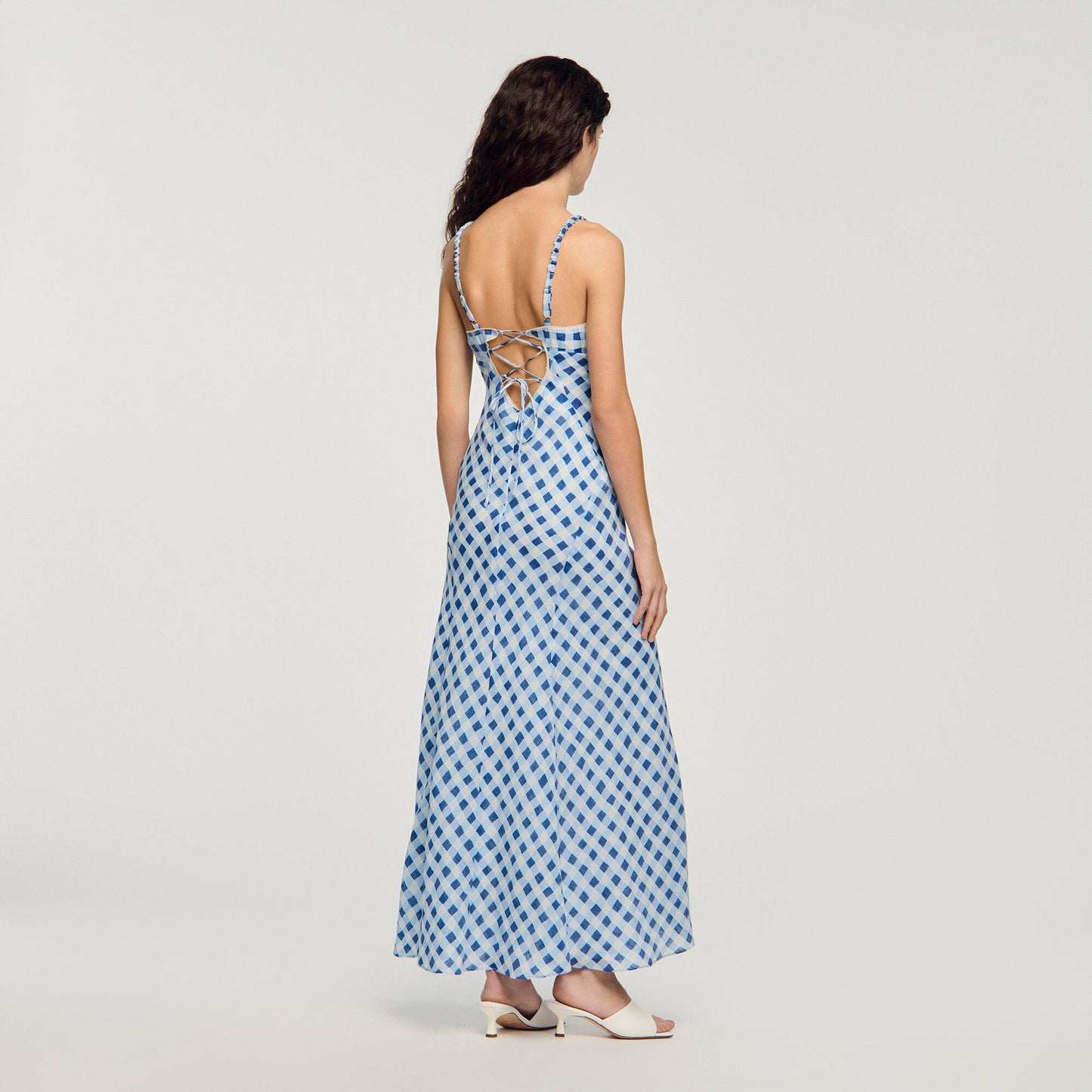Vestido largo vichy de lino