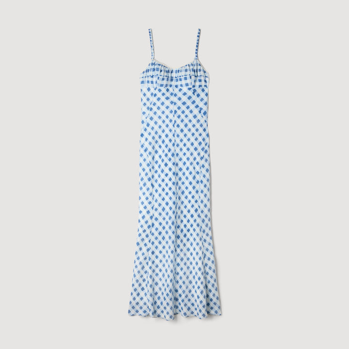 Vestido largo vichy de lino