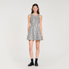 Vestido corto de tweed y sequins