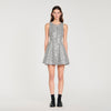 Vestido corto de tweed y sequins