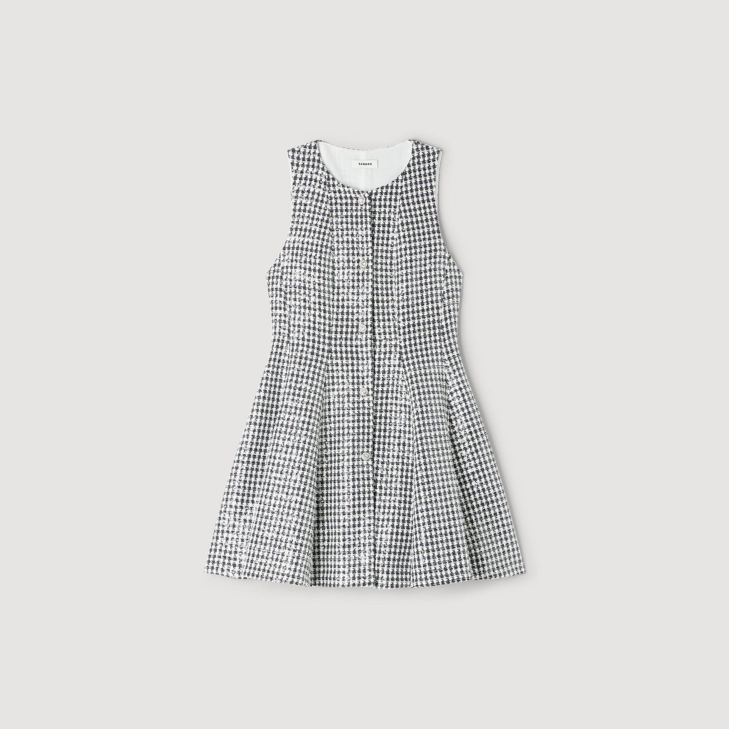 Vestido corto de tweed y sequins