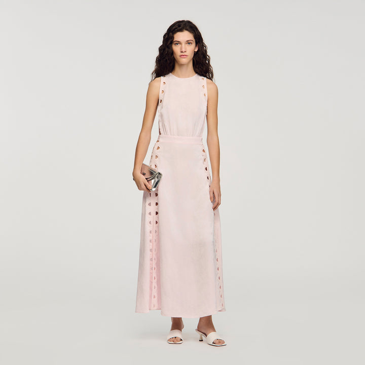 Vestido largo jacquard de flores