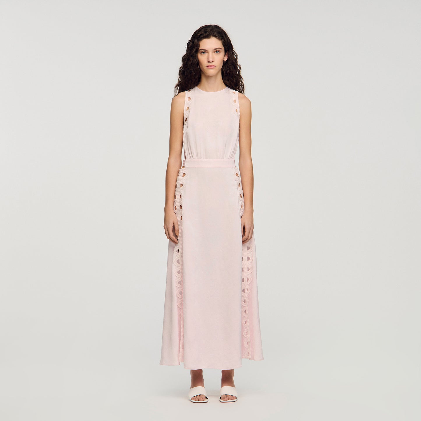 Vestido largo jacquard de flores