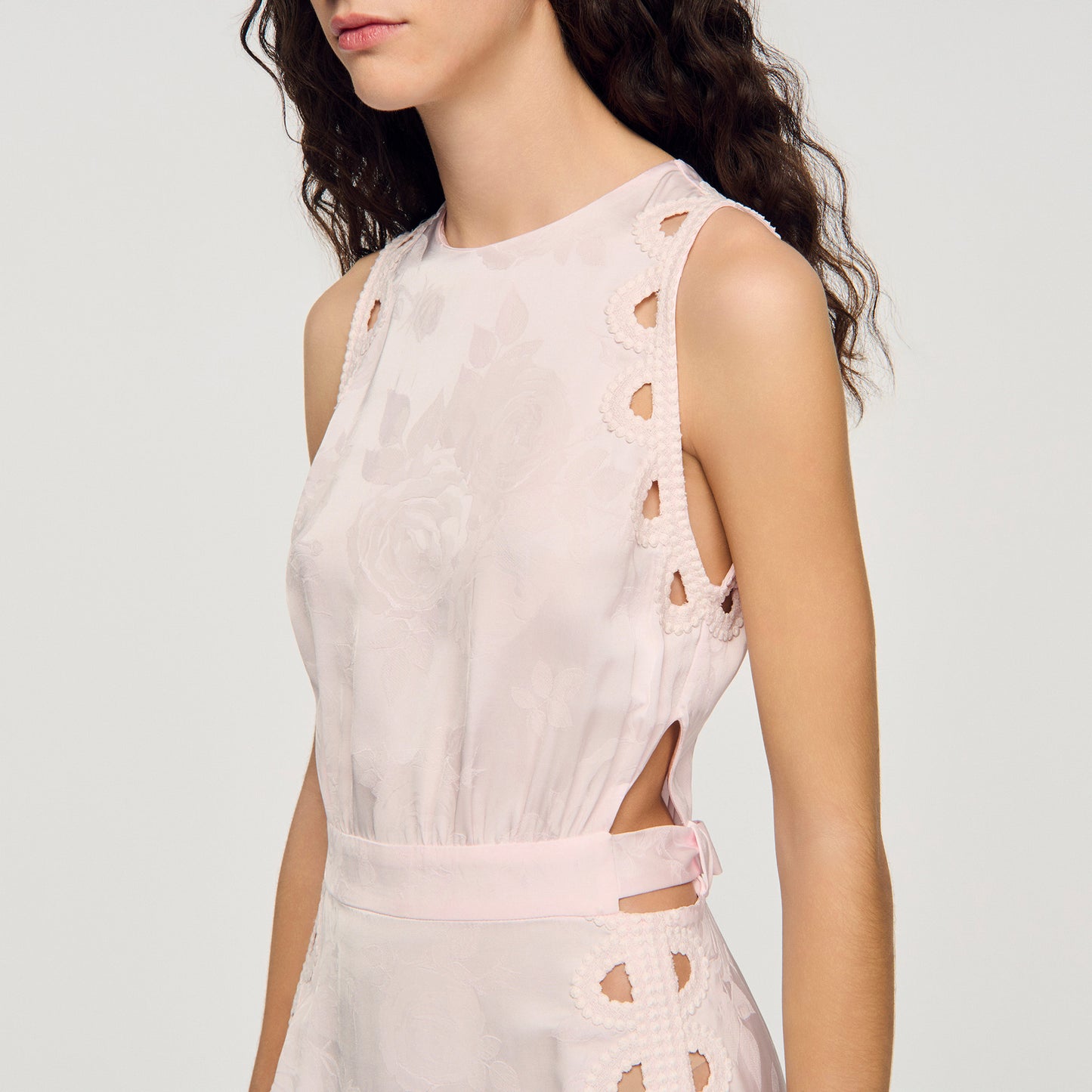 Vestido largo jacquard de flores