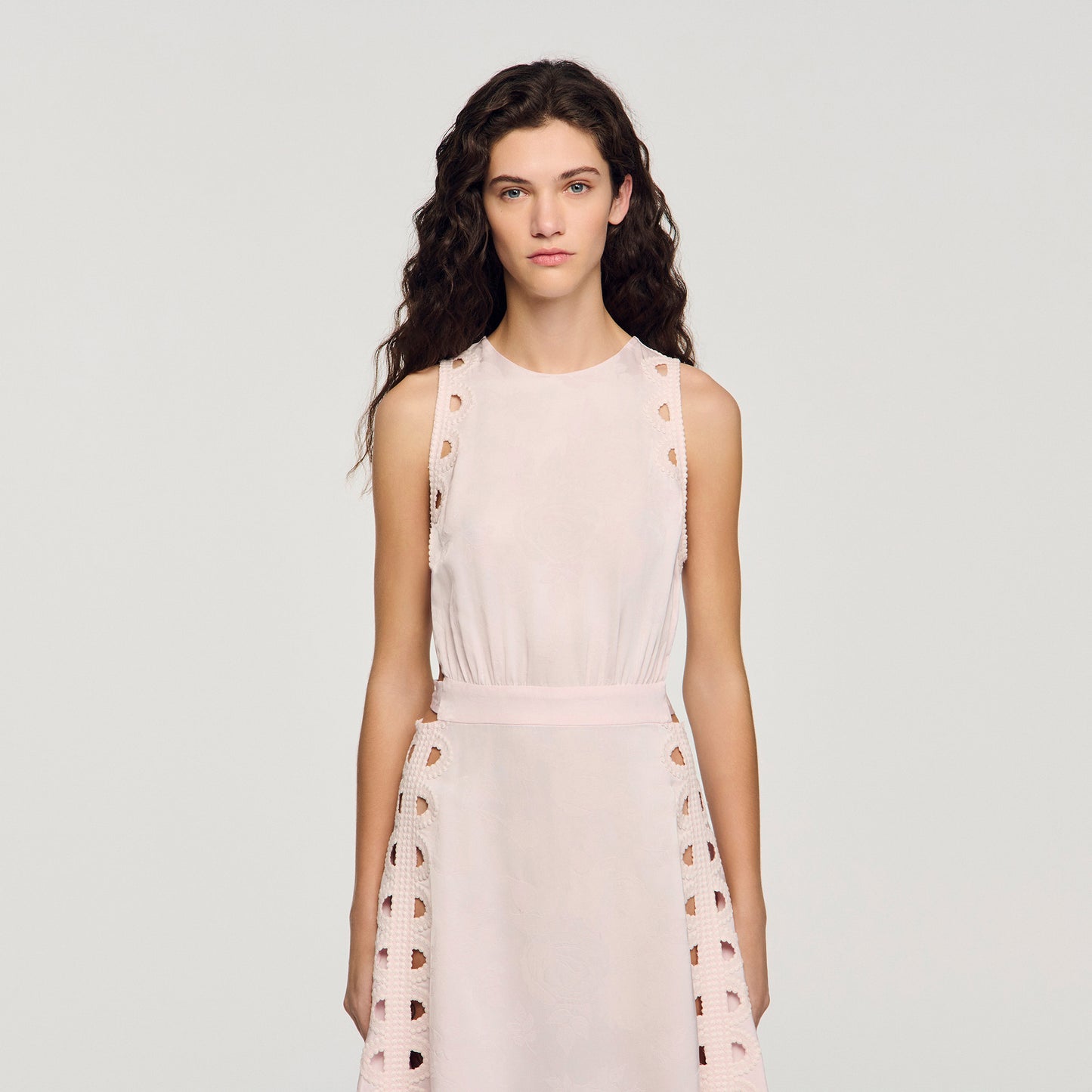 Vestido largo jacquard de flores