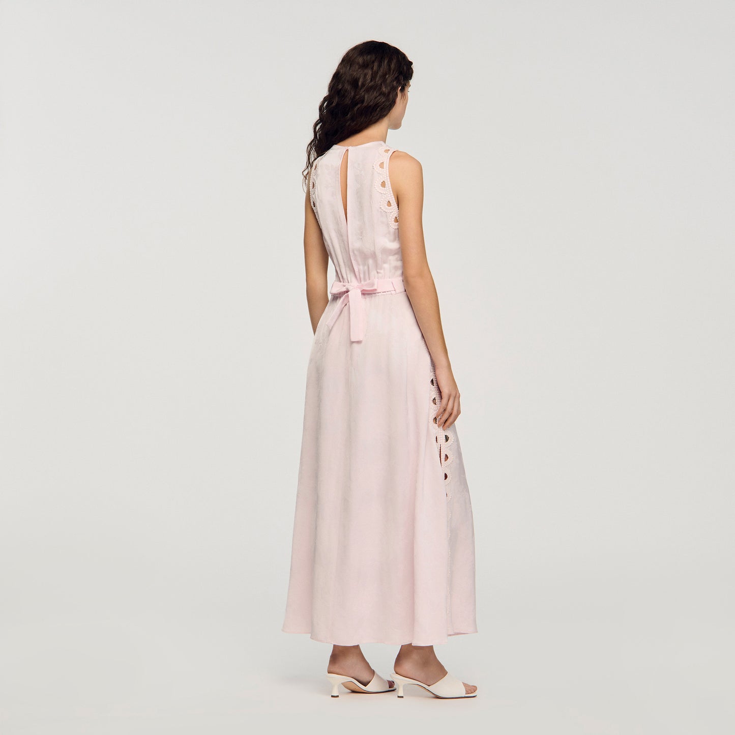 Vestido largo jacquard de flores