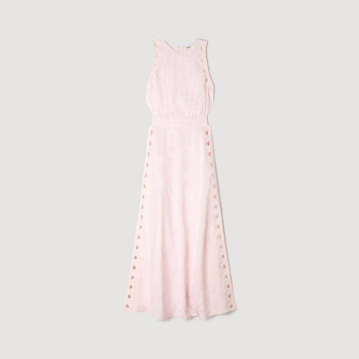Vestido largo jacquard de flores