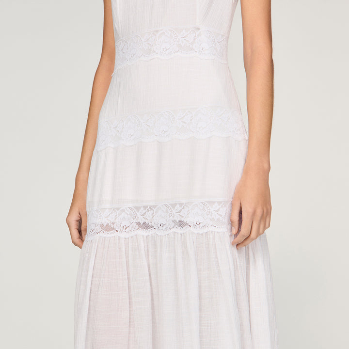 Vestido largo de crepé