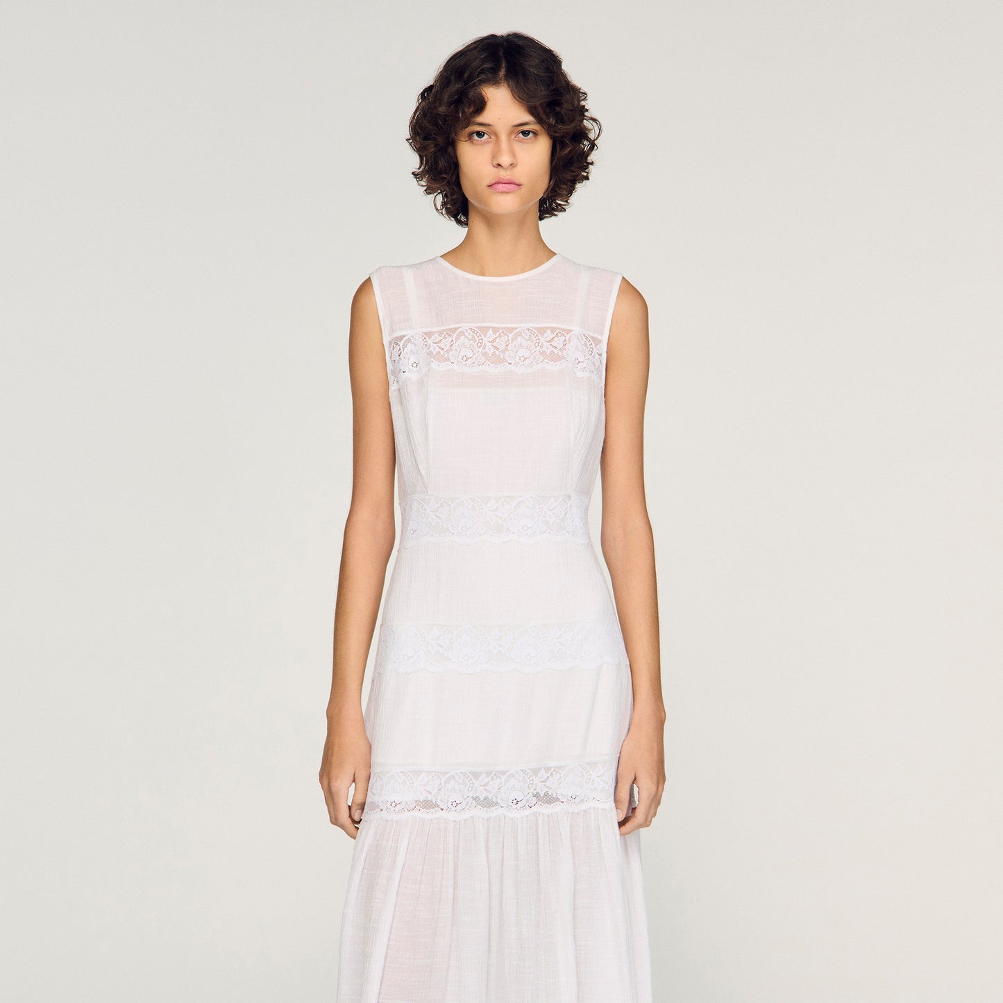 Vestido largo de crepé