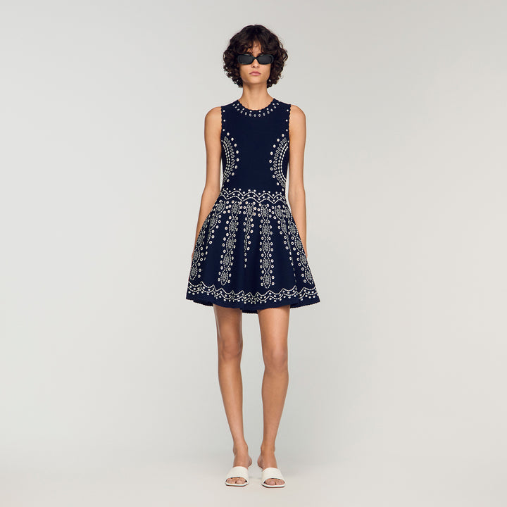 Vestido corto de punto pañuelo