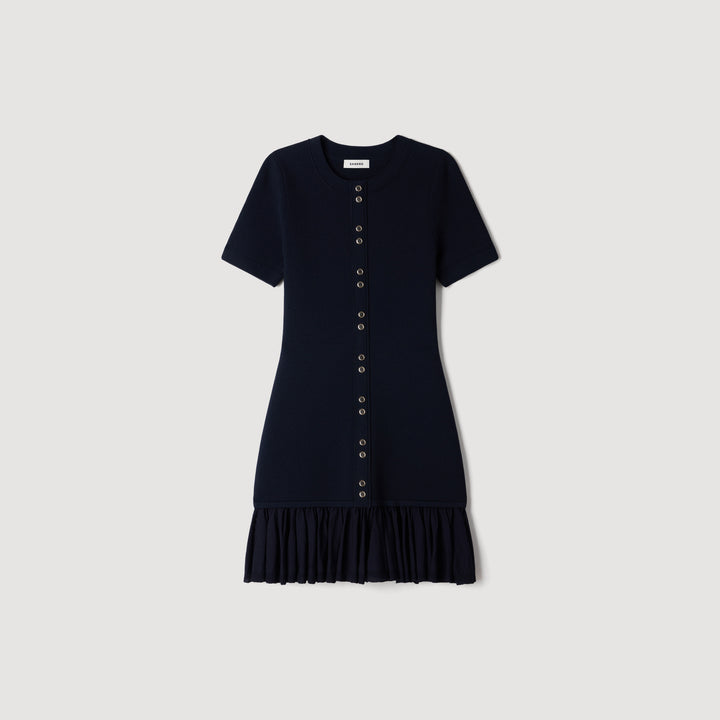 Vestido corto de punto con volantes