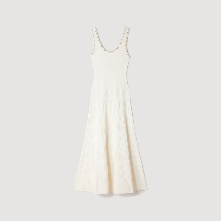 Vestido largo de punto con strass