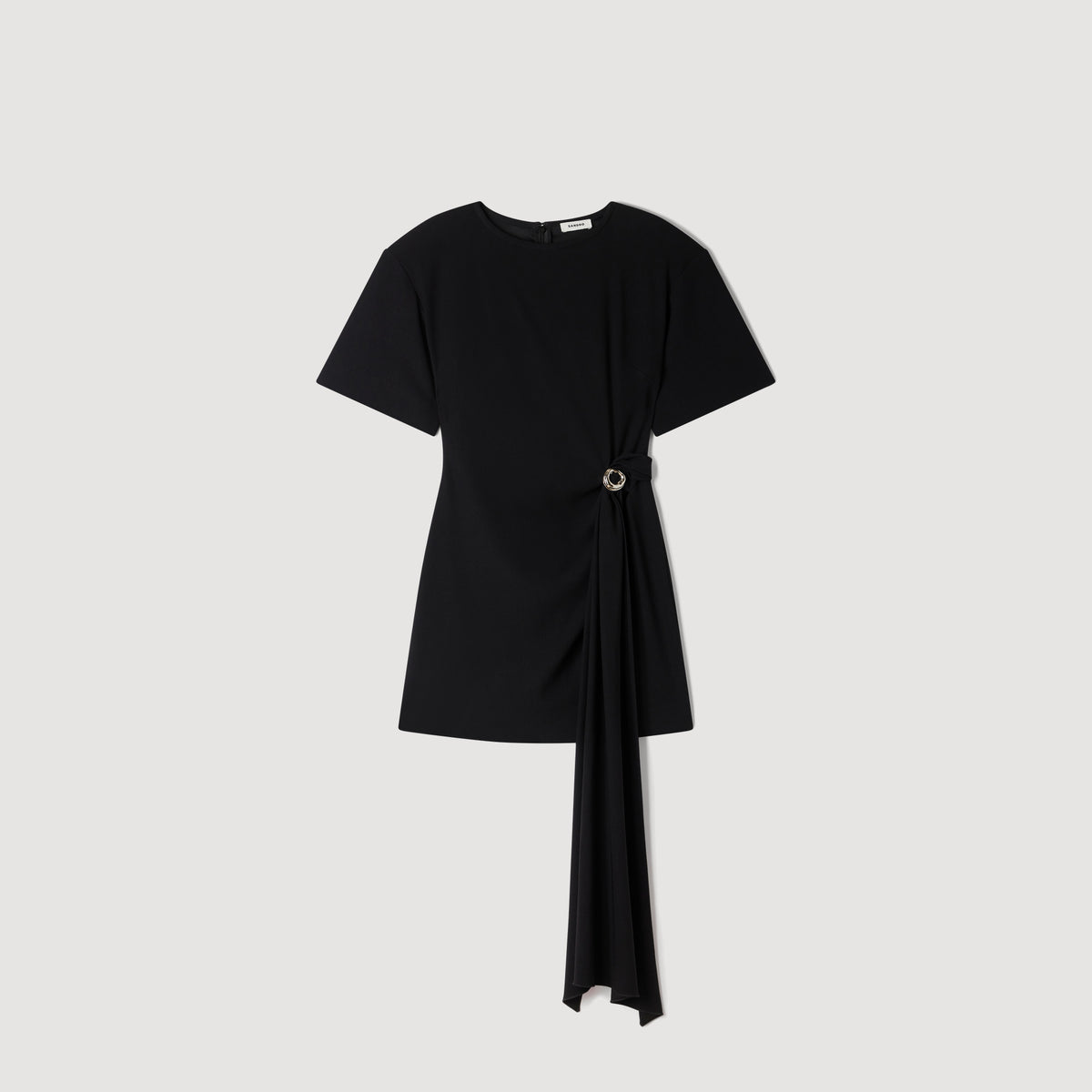 Vestido corto drapeado con aro metálico