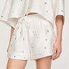 Pantalón corto y ancho con strass