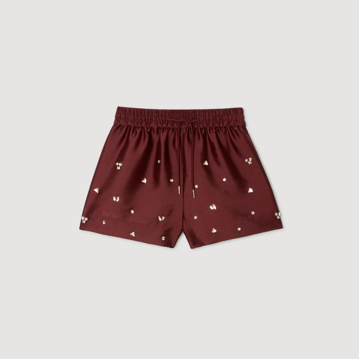 Pantalón corto y ancho con strass