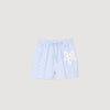 Pantalón corto a rayas con flor