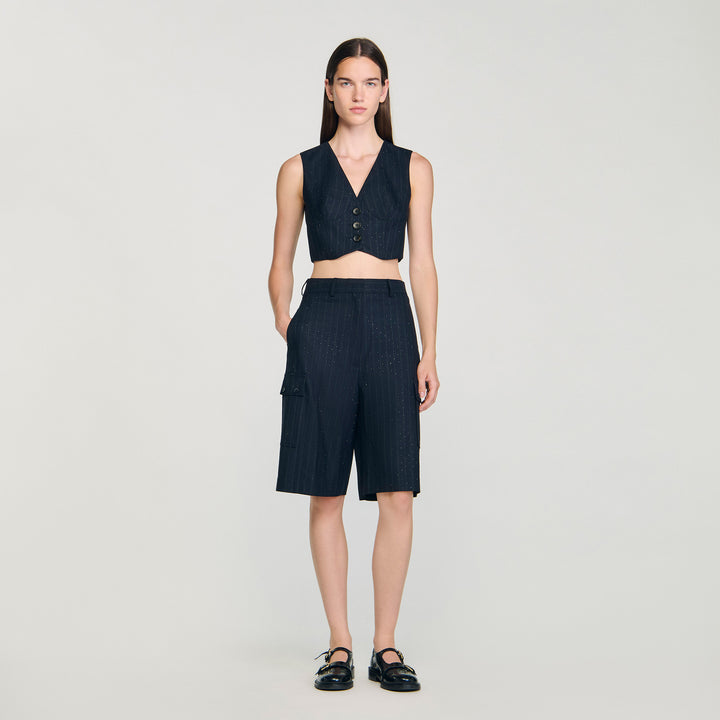 Bermudas a rayas con strass