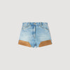 Short vaquero y ante con remaches