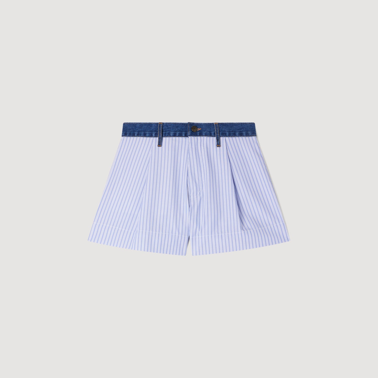 Short de rayas con detalles denim