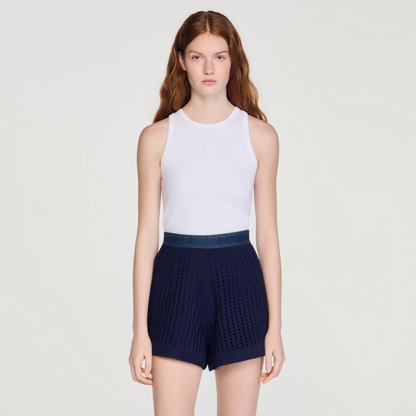 Short de talle alto de ganchillo