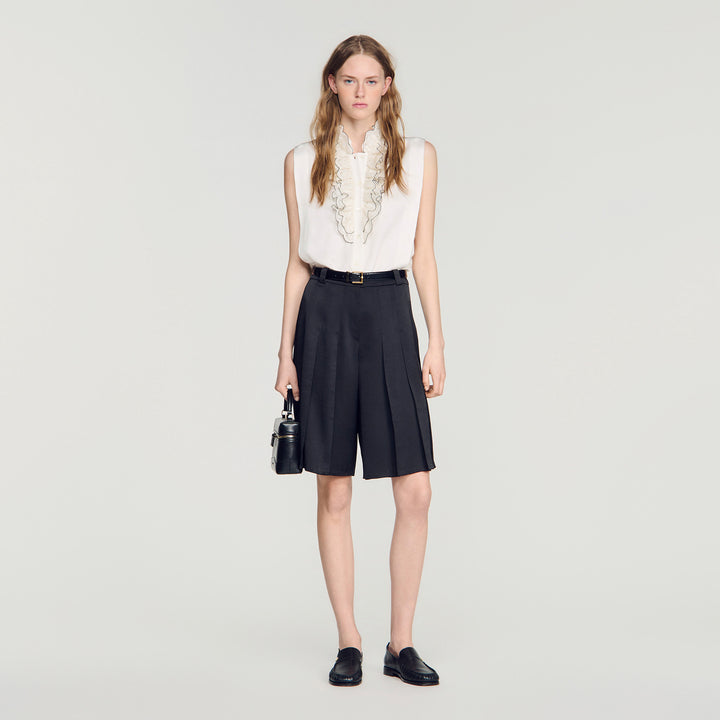Short largo talle alto con pinzas
