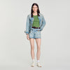 Short vaquero con detalle de piel