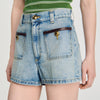 Short vaquero con detalle de piel