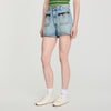 Short vaquero con detalle de piel