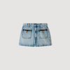 Short vaquero con detalle de piel
