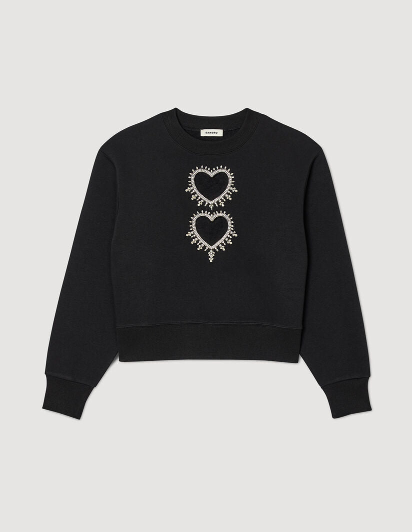 Sudadera con corazones de brillantes