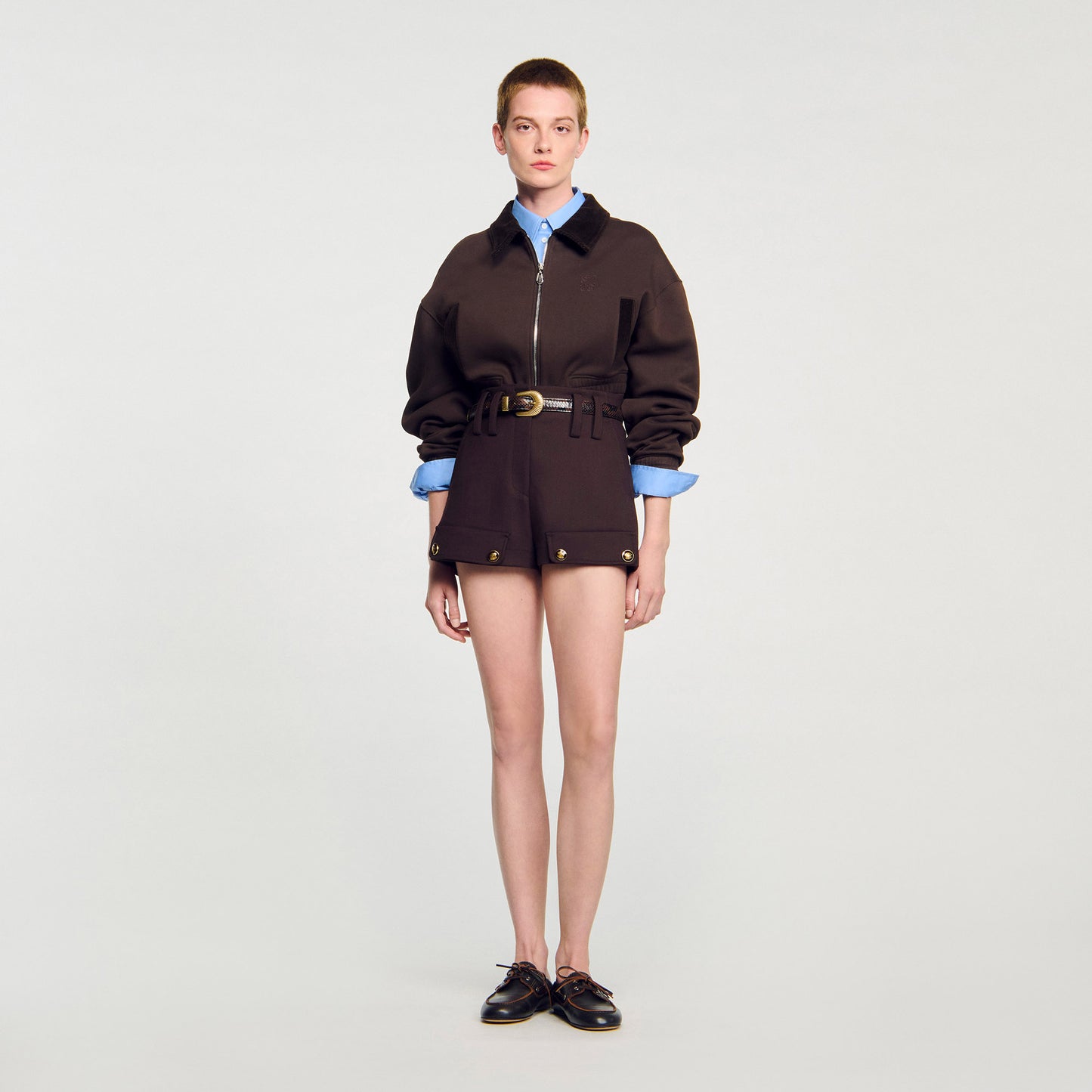 Sudadera corta bicolor