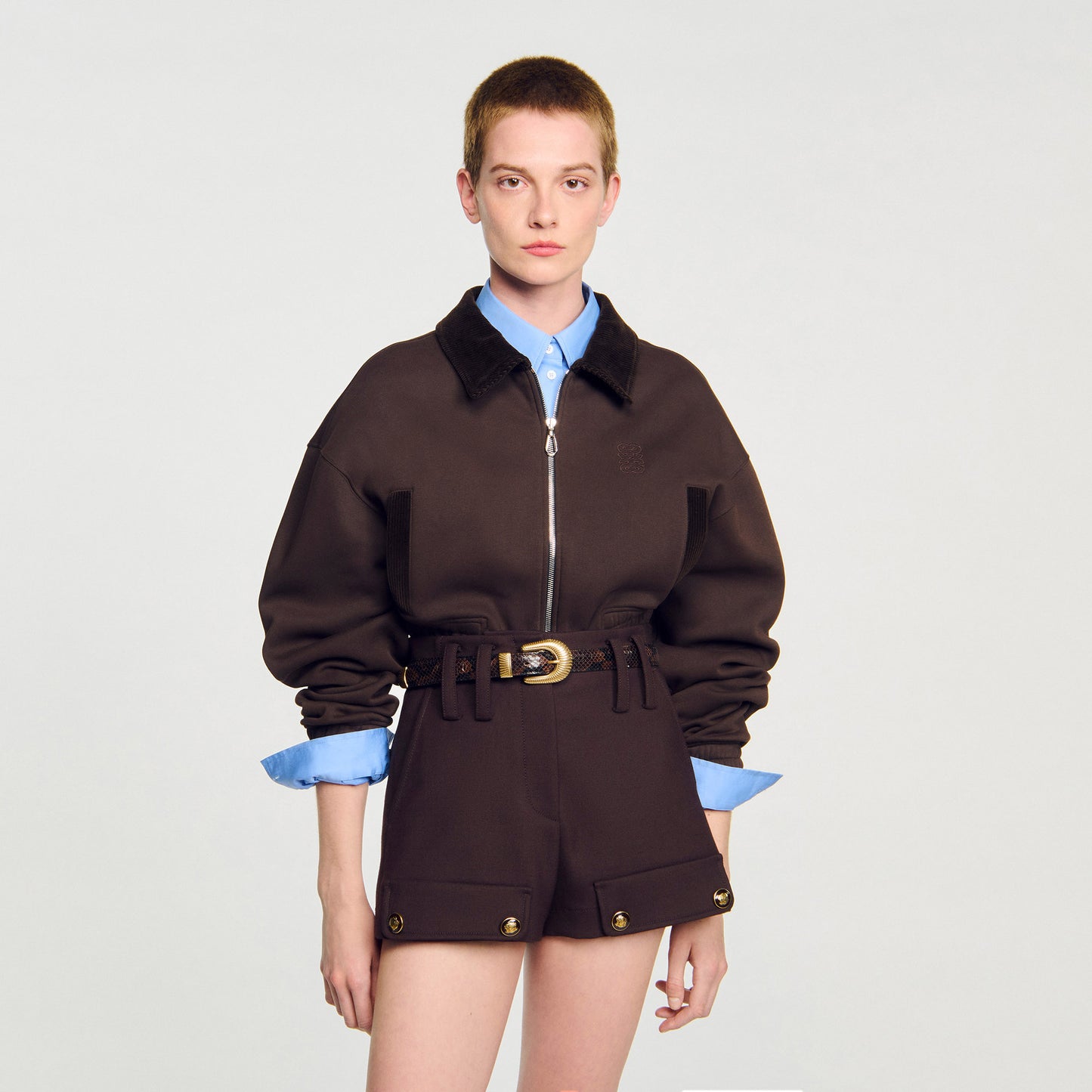 Sudadera corta bicolor