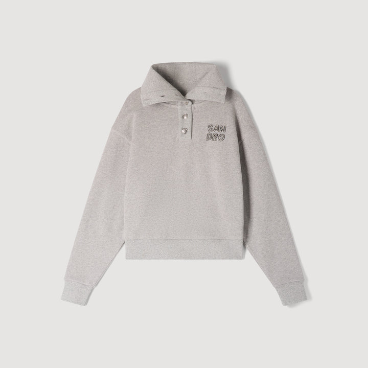 Sudadera bordada, cuello panadero