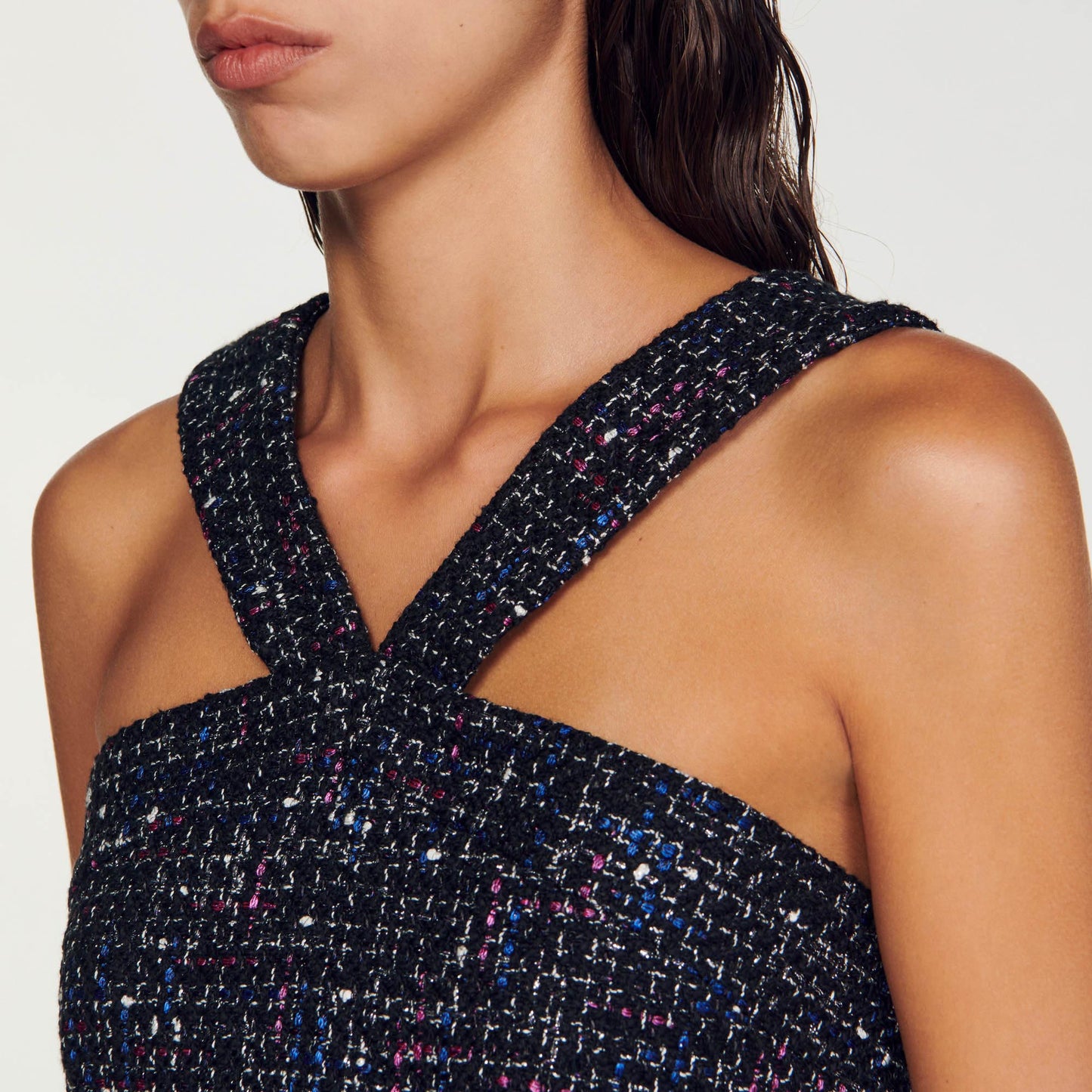 Top tipo corpiño de tweed