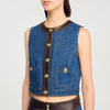 Top de denim y cuero