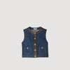 Top de denim y cuero