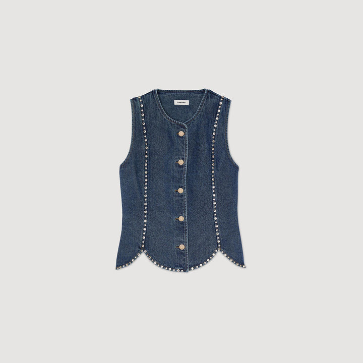 Top de denim con strass