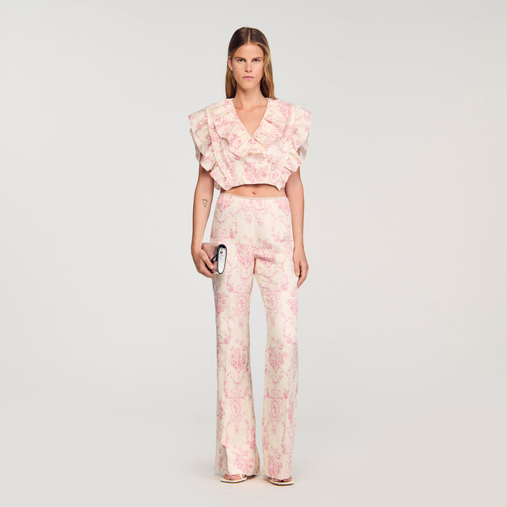 Top corto con estampado floral