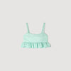 Top corto jacquard floral y volante