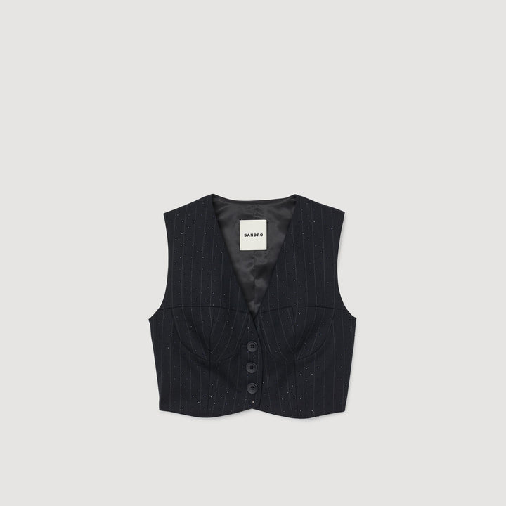 Chaleco a rayas con strass