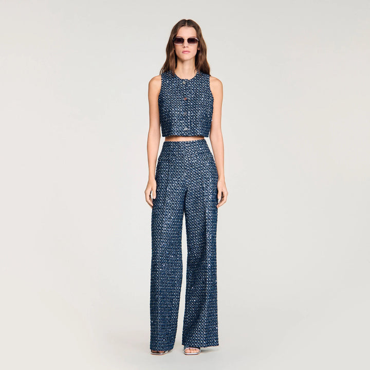 Top corto con lentejuelas