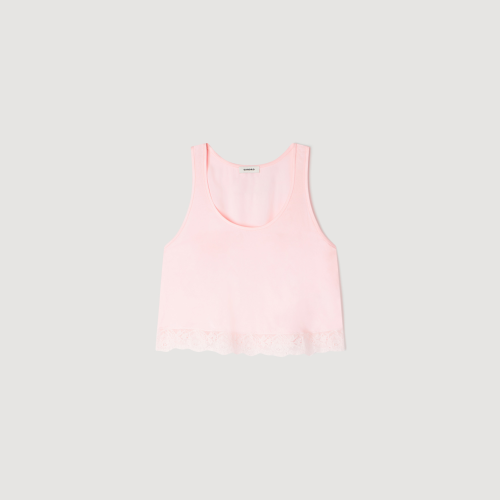 Top satinado con encaje