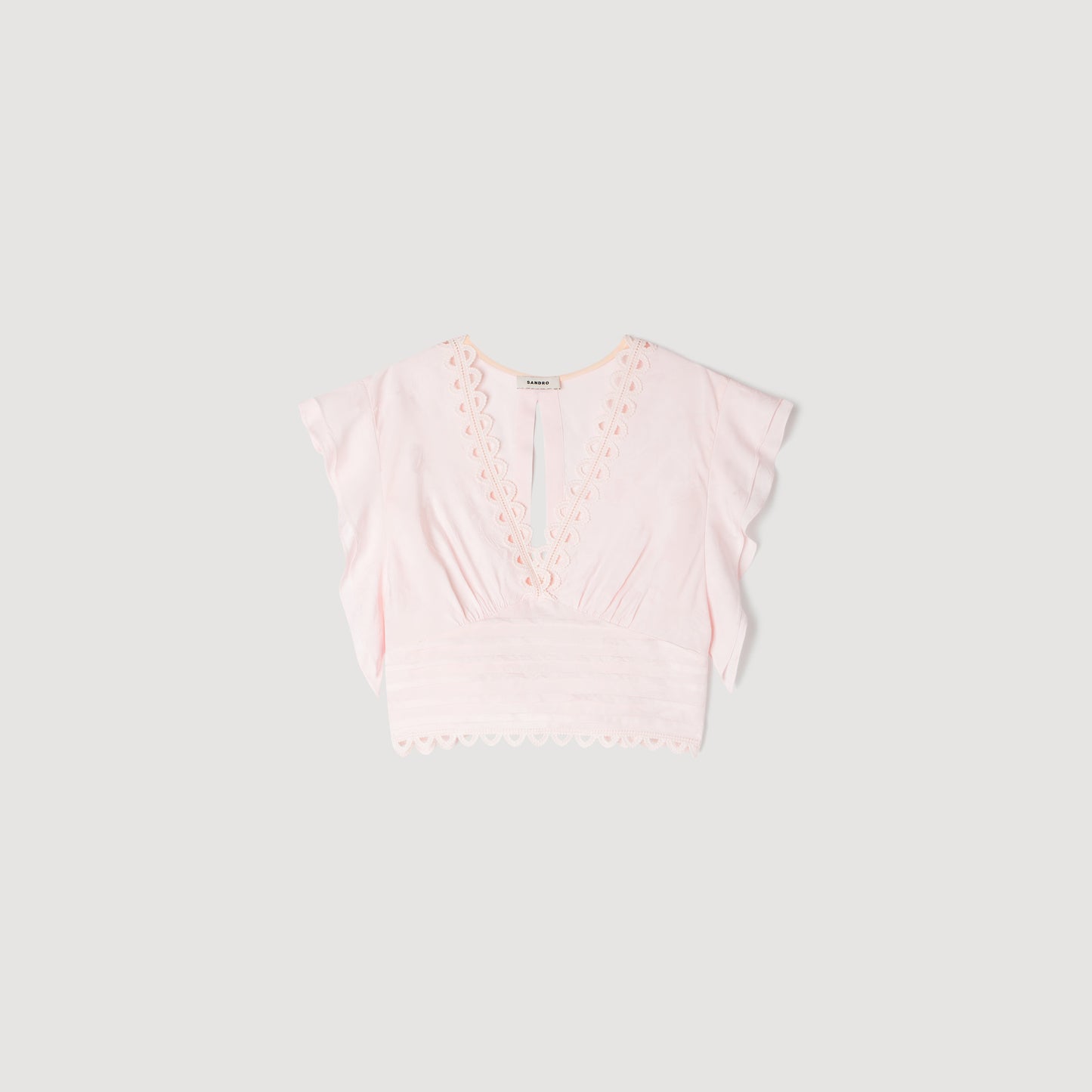 Top corto con jacquard de flores