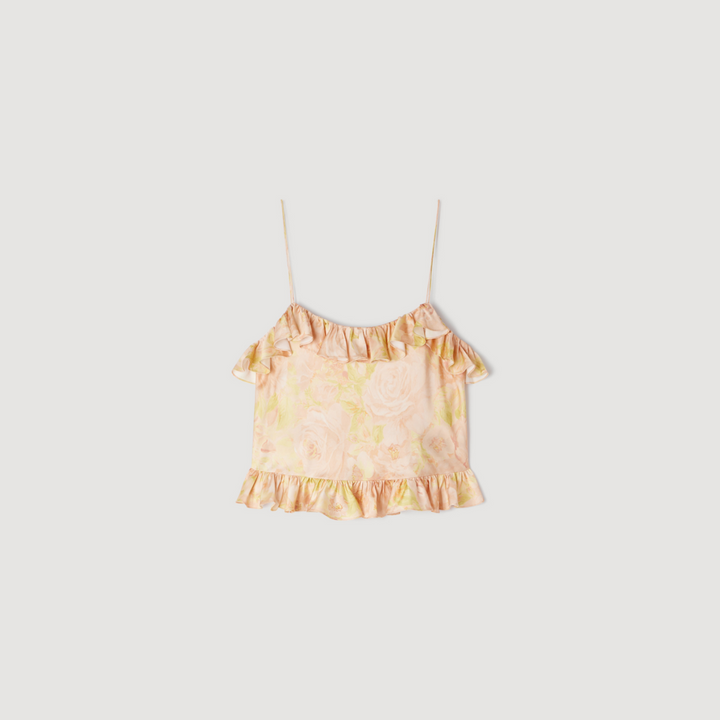 Top corto con estampado de flores