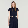 Top corto jacquard Paisley