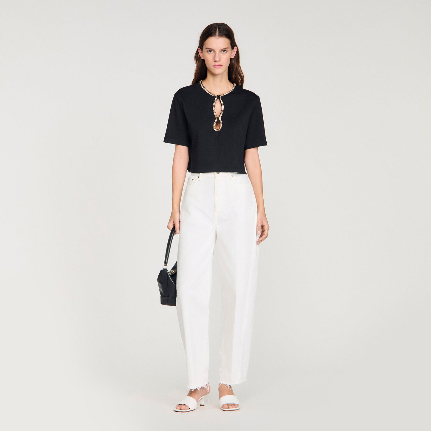 Camiseta corta con strass