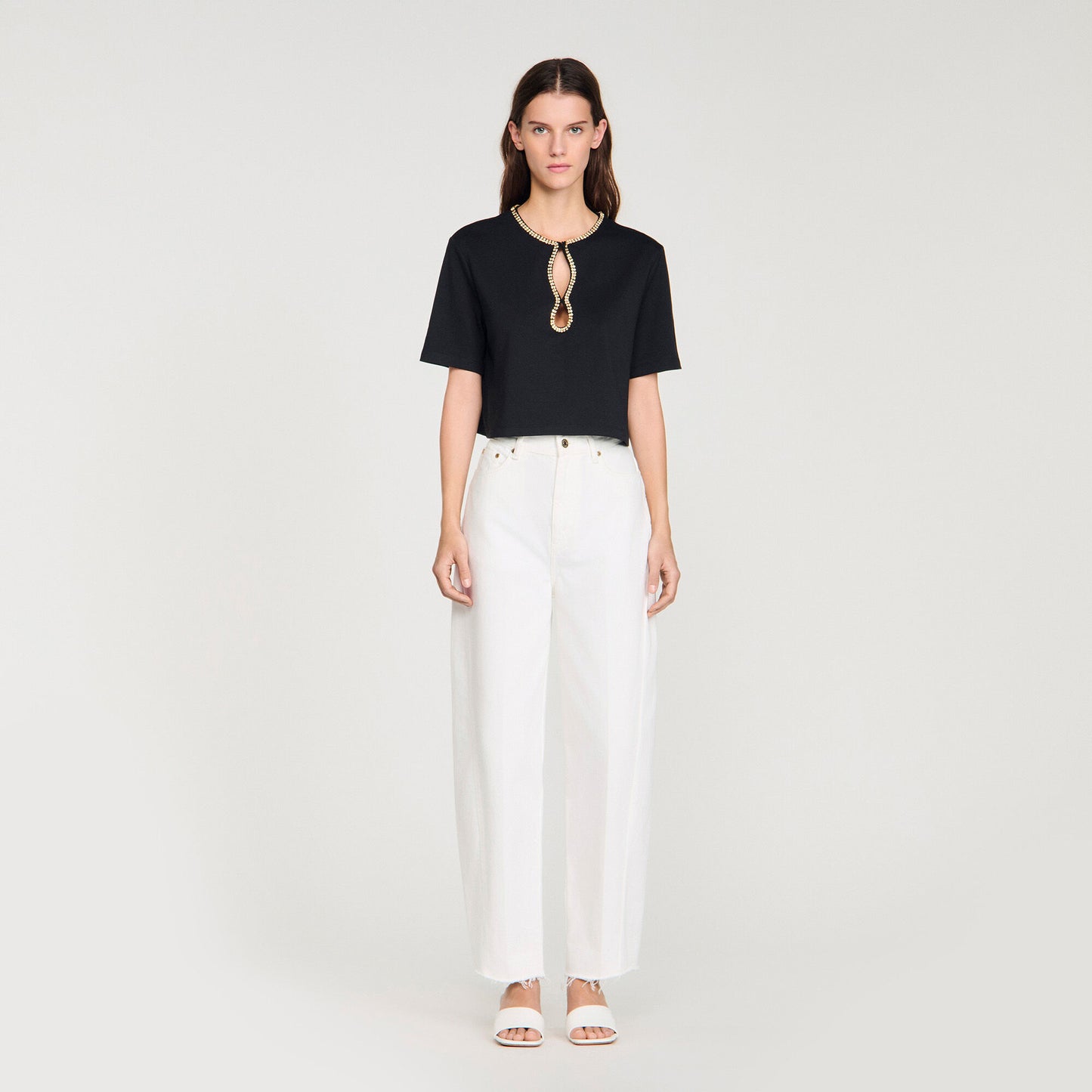 Camiseta corta con strass